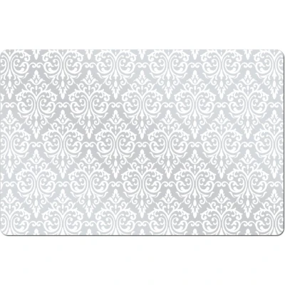 Afbeelding van Set van 1x stuks rechthoekige Placemats met witte barok print 43,5 x 28,5 cm