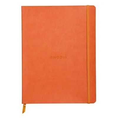 Afbeelding van RHODIA 117564C Tangerine Soft Notebook 19x25 cm Dot 160 pagina&#039;s 90g ivoor Clairefontaine papier Boekenlegger, Elastische sluiting Faux lederen omslag Rhodiarama Collection