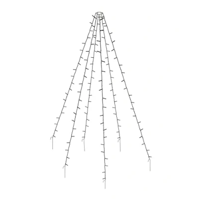 Afbeelding van Led kerstboomgordijn, met 6 strengen van 2,08 m, 192 leds in warmwit, lichtnet voor dennenboom of vlaggenmast, verlichting binnen en buiten