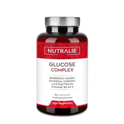 Afbeelding van Glucose Complex 2000mg Bloedsuiker Supplement met Berberine Kaneel Chroom Bittere Meloen Gymnema Zwarte Peper Vitaminen E B6 Instandhouding Normale Bloedsuikergehalten 60 Capsules Nutralie