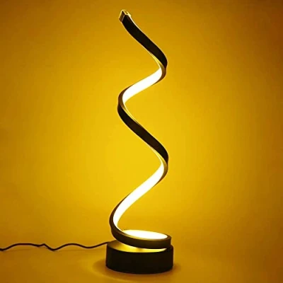 Afbeelding van Tafellamp, dimbaar, spiraalvormig, led, 12 W, warmwit, oogbescherming, zwart, bedlampje, binnenverlichting [energieklasse A]