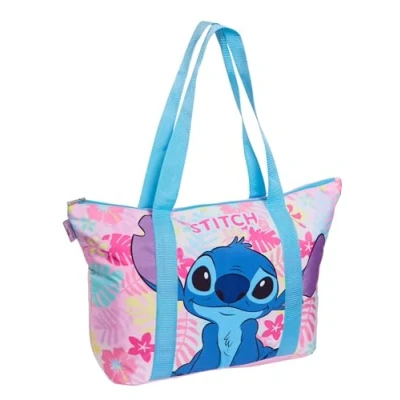 Afbeelding van Disney Stitch draagtas voor dames meisjes Reisstrandtas Volledig gevoerd met rits, groot schouderhandvat, handbagage &#039;s nachts