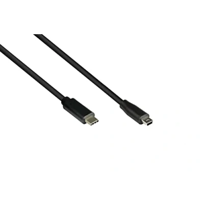 Afbeelding van Good Connections USB 2.0 aansluitkabel stekker C naar Mini B (5 pin) folie en gevlochten afscherming, koperen geleider 0,3 m / 30 cm zwart