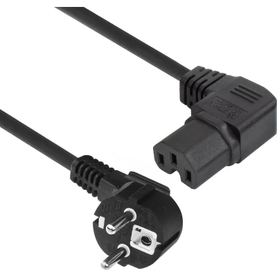 Afbeelding van ACT Netsnoer CEE 7/7 male (haaks) C15 (haaks rechts) IEC60320 zwart 1.5 m