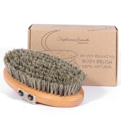 Afbeelding van Stephanie Franck Beauty Dry Brushing Body Brush Energiserende massageborstel van paardenhaar, stevige tampicovezels en FSC beukenhout peeling dynamiserend Made in Germany