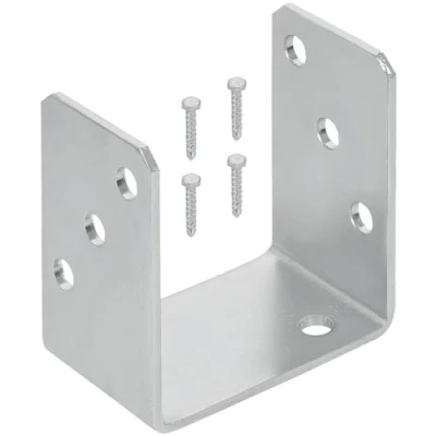 Afbeelding van KOTARBAU® U paaldrager om vast te schroeven, 90 mm, thermisch verzinkt zilver, de perfecte oplossing voor verbinding van verschillende elementen