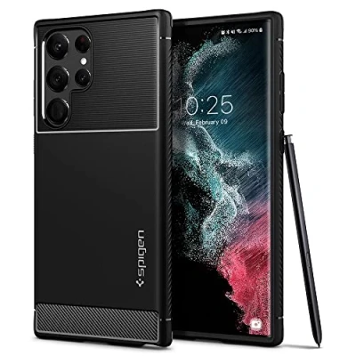 Afbeelding van Samsung Galaxy S22 Ultra Hoesje Siliconen en TPU (zacht) Spigen Softcase/Backcover Zwart Telefoonhoesje Shockproof/Valbescherming
