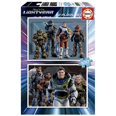Afbeelding van Educa Puzzle Lightyear 2 x 100, kartonnen puzzels met elk 100 stukjes, plezier per dubbel spel, afmetingen van elke puzzel ca. 40 28 cm, vanaf 6 jaar (19316)