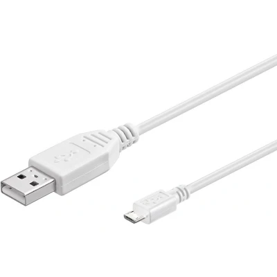 Afbeelding van USB Micro B naar A kabel USB2.0 tot 1A / wit 1 meter