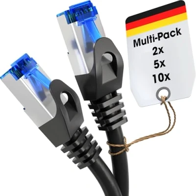 Afbeelding van KabelDirekt Netwerkkabel, Ethernet, LAN &amp; patch kabel 5x 15m (overdracht met maximale glasvezelsnelheid is geschikt voor gigabit netwerken, switches, routers, modems RJ45 ingang, zilver)