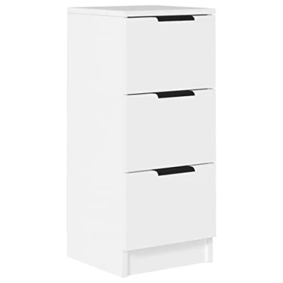 Afbeelding van vidaXL Dressoir 30x30x70 cm bewerkt hout wit, kast, wandkast, lage nachtkastje opbergkast, ladekast, opslagmeubel, houten kasten
