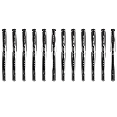Afbeelding van Uni Ball Black Capped (UM 153S) Gel Impact Rollerball Pen Balpen Brede 1mm Tip Nib 0,6 mm lijnbreedte inkt (Pack van 12)