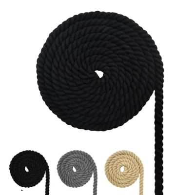 Afbeelding van katoenen koord, macramégaren, verschillende maten, touw voor doe het zelf knutselwerk, geschenken (zwart, 8 mm (20 m)