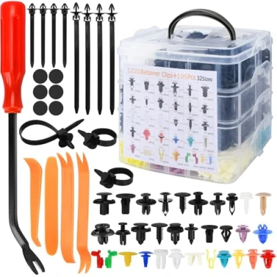 Afbeelding van KIMIGO 1420 Auto bevestigingsclips Set 32 soorten Universele Kunststof Klinknagels,Spreidklinknagels,Carrosserieclips,Plastic Clips,met Kabelbinders,Spacers en Gereedschap Accessoires