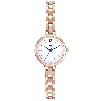 Afbeelding van JewelryWe Dameshorloge elegant analoog kwarts polshorloge dames klein eenvoudig zakelijk casual horloge met metalen armband roségoud/zilver, roségoud,