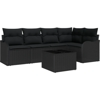 Afbeelding van vidaXL 6 delige Tuin Sofa Set met Kussens Beige Poly Rieten
