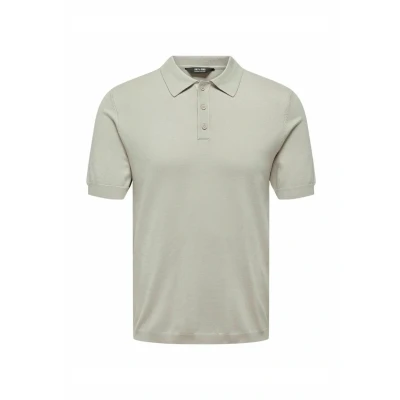 Afbeelding van ONLY &amp; SONS gebreide regular fit polo ONSWYLER LIFE lichtgrijs