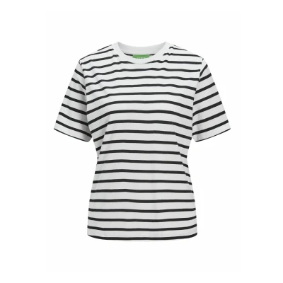 Afbeelding van JJXX Jxanna Regular Stripe TEE Tshirt print, Dames, Maat: XS, Bright white