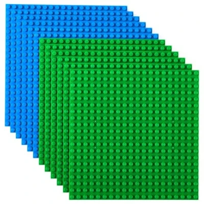 Afbeelding van Strictly Briks Klassieke bouwplaten 100% compatibel met alle grote merken bouwstenen dubbelzijdige stapelbare platen 12 goed passende blauw &amp; groen 16 x cm