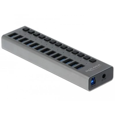 Afbeelding van Delock Externer SuperSpeed USB Hub mit 13 Ports + Schalter