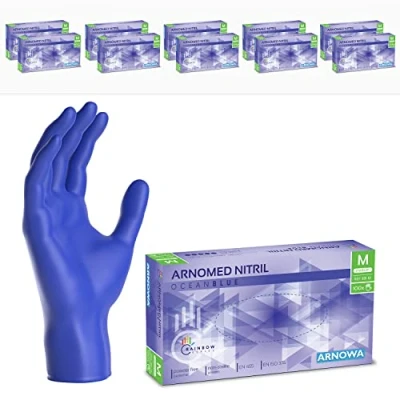 Afbeelding van ARNOMED wegwerphandschoenen donkerblauw, nitril handschoenen M, met 1000 stuks, poedervrij. Latexvrije rubber handschoenen, verkrijgbaar in S, L &amp; XL