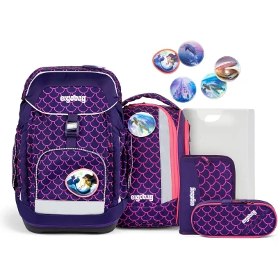 Afbeelding van Ergobag Lumiedition Maxiset 6TEILIG Schooltas set voor kinderen, Maat: One Size, Perlentauchbär