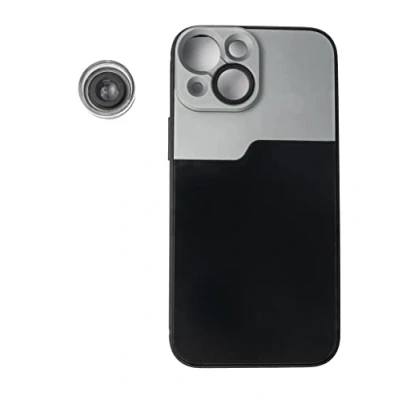 Afbeelding van SYSTEM S Makro lens 30x microscoop filter met hoes in zwart voor iPhone 13 Mini