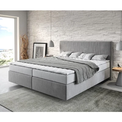 Afbeelding van bed Dream Well Grijs 180x200 cm Microvezel stof met matras en topper boxspring