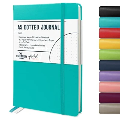 Afbeelding van Stationery Island A5 Bullet Dotted dagboek Turkoois kleur Gestippeld dagboek. Harde Kaft dot Journal Met 180 Paginas En 120gsm notitieboek. van hoge kwaliteit Notebook