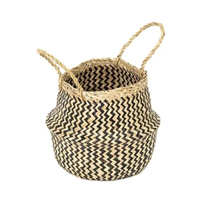 Afbeelding van Compactor Kleine Geweven Zeegras Buik Opbergmand 27 x 26 cm, Natuurlijk/Zwart
