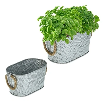 Afbeelding van Relaxdays, Bloempot, Kuip van zink (27 cm)