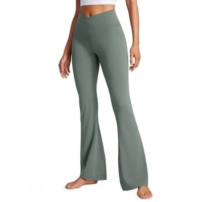 Afbeelding van CRZ Yoga Dames Butterluxe Bootcut Flare Broek Leggings Crossover Hoge Taille Opaque Sportbroek Fitness 31&#039;&#039; Grijze Salie S