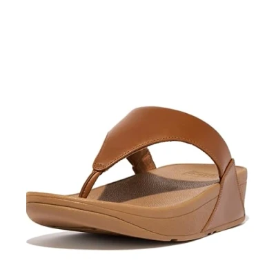 Afbeelding van Fitflop Vrouwen Lulu lederen teen post flip Flop, Lichtbruin, 37.5 EU