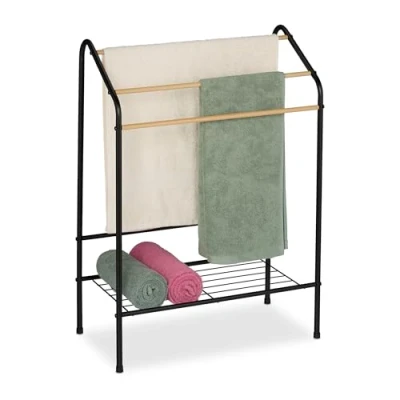 Afbeelding van Relaxdays handdoekenrek metaal met plank 84,5 x 60,5 31 cm badkamer staand