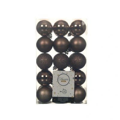 Afbeelding van Decoris Kerstballen 30 stuks kunststof walnoot bruin 6 cm