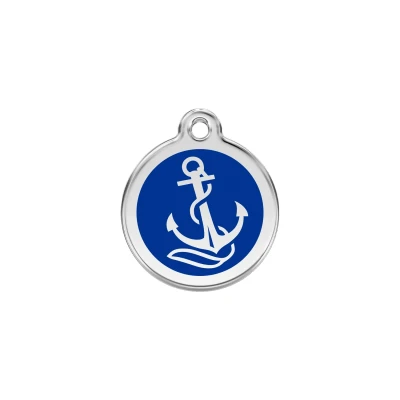 Afbeelding van Anchor Navy roestvrijstalen hondenpenning small/klein dia. 2 cm RedDingo