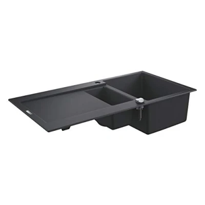 Afbeelding van Grohe rechthoekige dubbele spoelbak bladmontage opbouw afvoerplug vuilafstotend waste hxbxd 200x1000x500mm 31646ap0