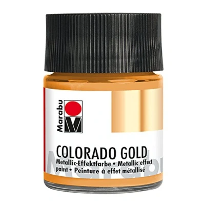Afbeelding van Marabu 12640005786 metallic effectverf, Colorado Gold roodgoud, 50 ml, op waterbasis, lichtecht, weerbestendig, sneldrogend, voor kwasten en stippen absorberende ondergronden