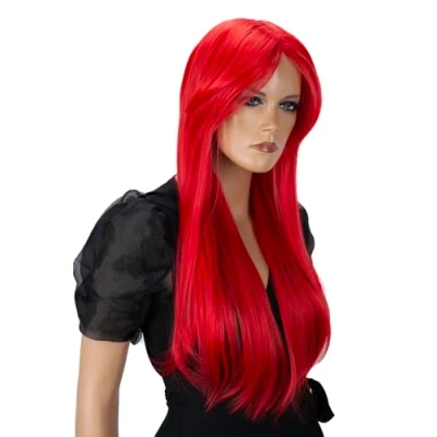 Afbeelding van CAISHA pruik Mardi Gras carnaval Cosplay partij lang haar rood PHK1