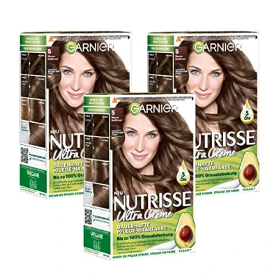 Afbeelding van Garnier Nutrisse 050 Mokka Haarverf met voedende fruitoliën, kleuring 8 weken houdbaarheid, ultra crème tint