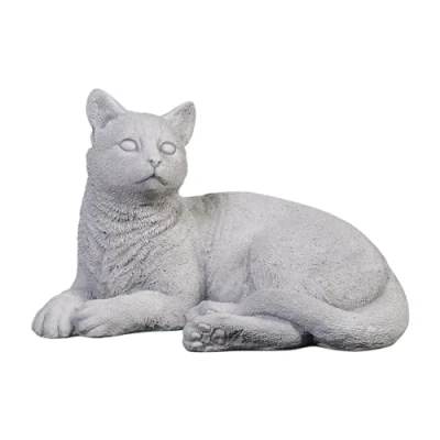 Afbeelding van gartendekoparadies.de Liggende kat, stenen figuur, H. 18 cm, 6 kg, grijs, vorstbestendig gegoten steen voor buiten