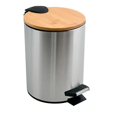 Afbeelding van Spirella Pedaalemmer 5L ADONIS Prullenbak Badkamer Bamboo Grijs