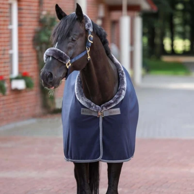Afbeelding van Bucas Zweetdeken Show Line 400 Navy/Grijs 140/191