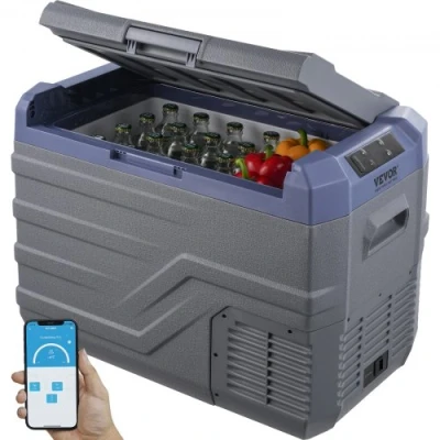 Afbeelding van VEVOR Auto Koelkast, 12 Volt Koelkast 37 L Enkele Zone Draagbare Vriezer met Ingebouwde Licht, 4 F 46 F, 12/24V DC en 100 240V AC Compressor Koeler voor Buiten, Camping, RV