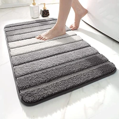 Afbeelding van DEXI Badmat, antislip, extra zacht, badkamertapijt, machinewasbaar, waterabsorberend, 50 x 80 cm, grijs