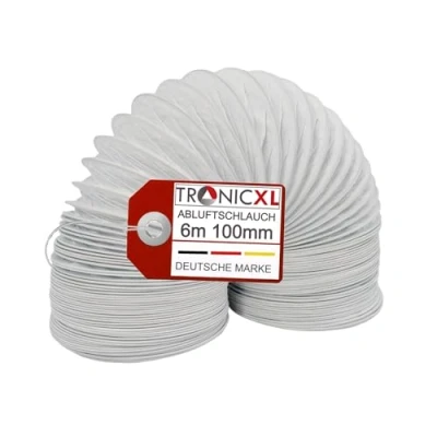 Afbeelding van TronicXL Droogaccessoires, pvc afvoerslang, 100 102 mm, 6 m, voor droger, airconditioning, afzuigkap, groeislang afvoerlucht, afvoerdroger 4 inch universeel