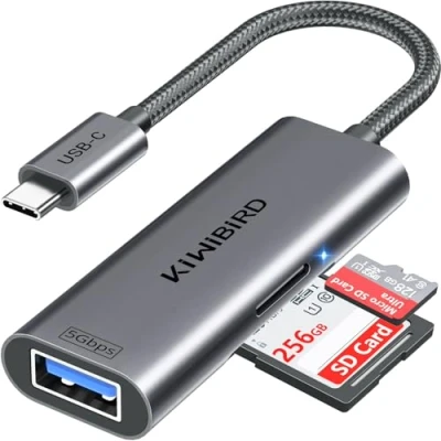 Afbeelding van KiWiBiRD USB C SD kaartlezer, Micro naar Type Thunderbolt 3 4 Adapter voor SDHC SDXC TF UHS I kaarten compatibel met MacBook Air Pro M1 M2, iPad 2020/2021/2022, Galaxy S20/S21/S22