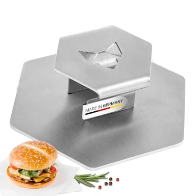 Afbeelding van FENNEK Smasher Hamburgerpers van hoogwaardig geslepen rvs werktuig voor keuken, tuin, restaurants, camping en nog veel meer