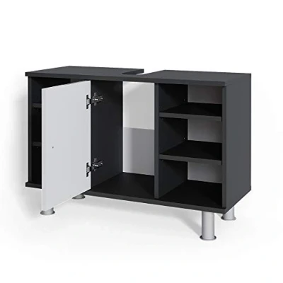 Afbeelding van Vicco Wastafelonderkast Fynn, Wit Hoogglans/Antraciet, 80 x 54 cm