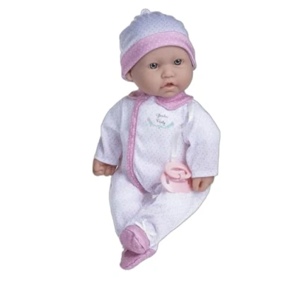 Afbeelding van JC Toys La Baby Caucasian 40,6 cm (16 inch) Small Soft Body Pop Wasbaar Verwijderbare witte en roze outfit met hoed, Pacifier &amp; Magic Bottle voor kinderen van 12 maanden +